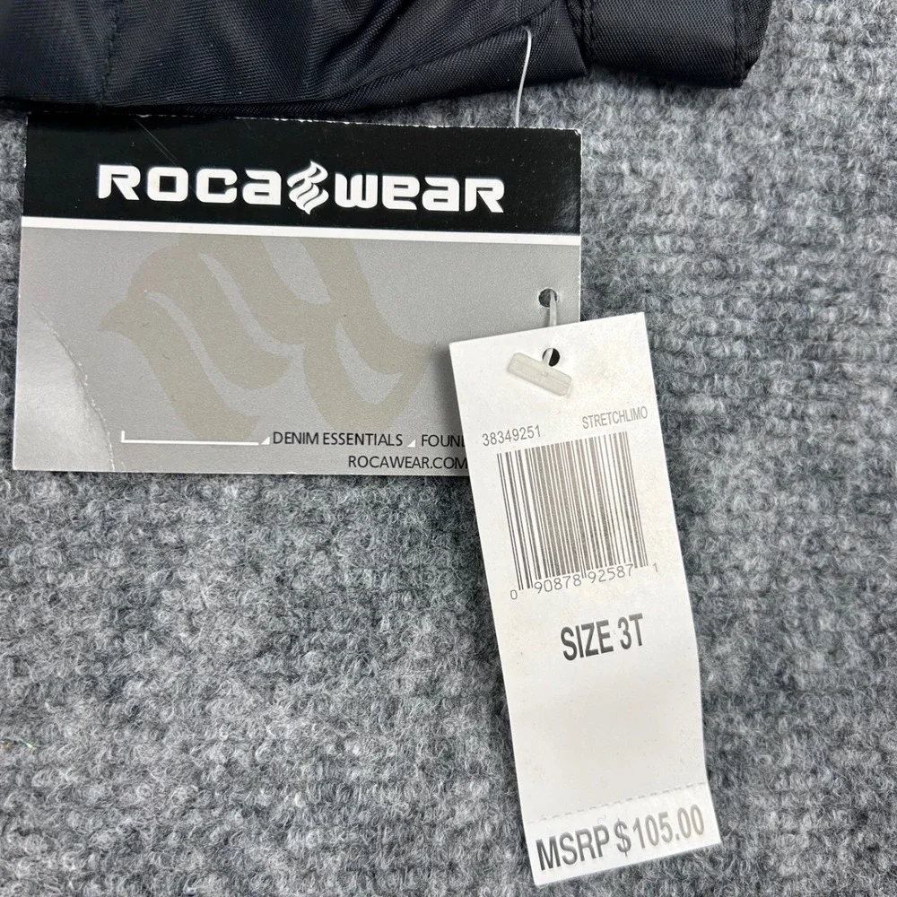 VTG Rocawear Toddler‎ Boys 3T Down Puffer Jacket Black Gray Removable Hood NWT